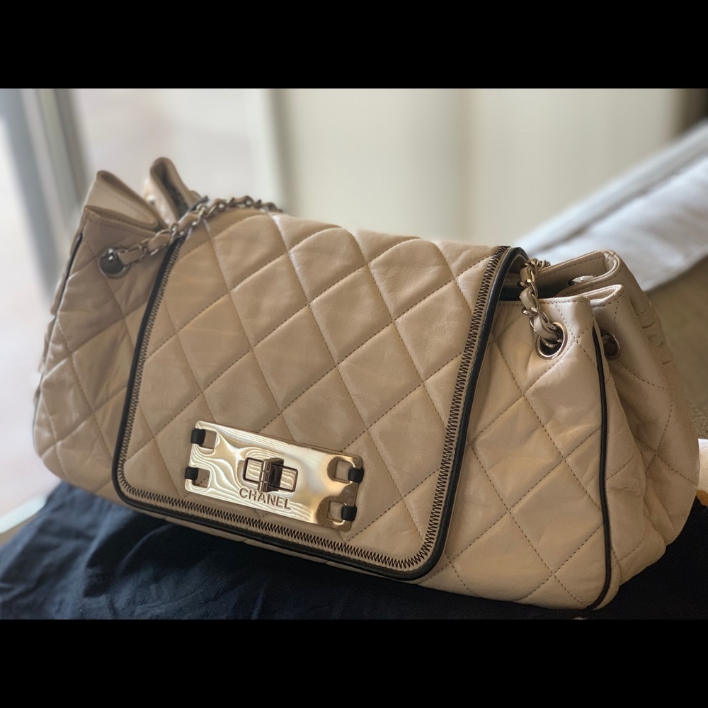 AUTHENTIC CHANEL EAST WEST ACCORDION FLAP BAG